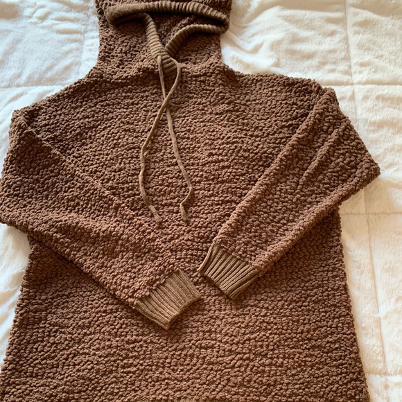 Zenana Premium Popcorn Hooded Sweatshirt In Mocha - Picture 6 of 8